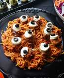 ハロウィンの目玉ミートボールパスタ