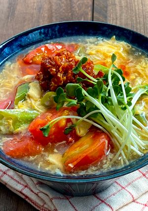 トマ玉酸辣湯風にゅうめん-レシピのメイン写真