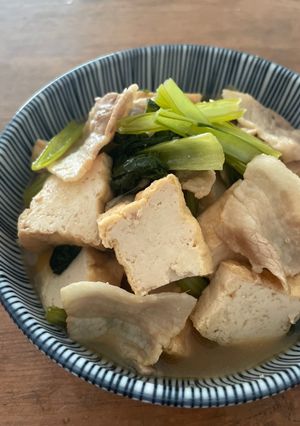 生姜香る⭐︎厚揚げとこまつなの煮物-レシピのメイン写真