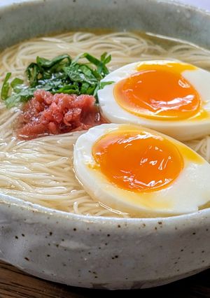 冷やし和風塩ラーメン風そうめん大葉❀梅-レシピのメイン写真