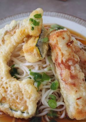 かぼちゃとちくわ天ぷらぶっかけうどん-レシピのメイン写真