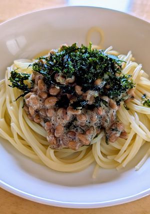 超簡単！梅大葉納豆パスタ-レシピのメイン写真