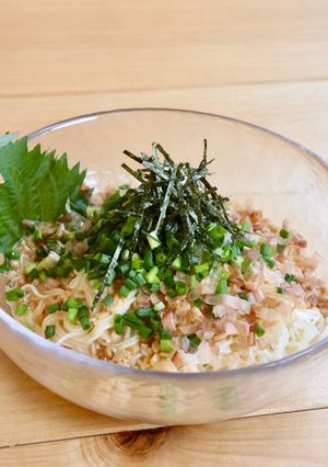 3つの食感!納豆と生卵のぶっかけ素麺-レシピのメイン写真