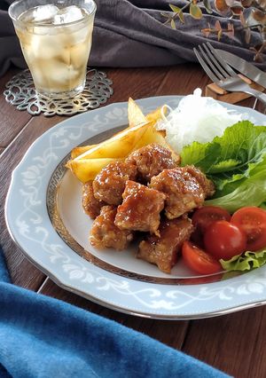 簡単節約☆油揚げ入りサイコロステーキ。-レシピのメイン写真
