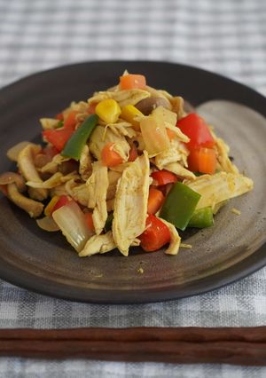 ☆鶏ささみと彩り野菜のカレー炒め☆-レシピのメイン写真