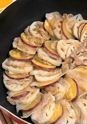 豚肉と秋野菜の重ね蒸し-レシピのメイン写真