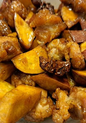 さつま芋と鶏肉の黒酢炒め-レシピのメイン写真