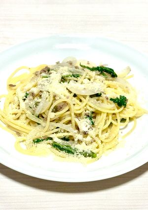 挽肉と春菊のケッパーオイルスパゲティ-レシピのメイン写真