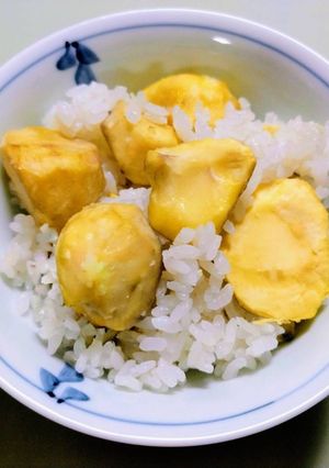 簡単夕飯！炊飯器でつやつや栗ご飯・栗の剥き方！-レシピのメイン写真