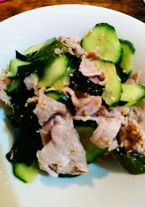 豚こまとワカメとキュウリの和え物-レシピのメイン写真