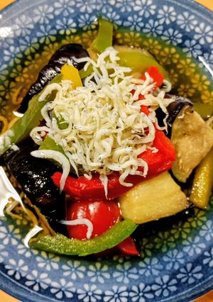 レンジで揚げ茄子とパプリカのしらす煮-レシピのメイン写真