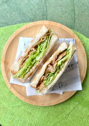 焼肉ダレで簡単味付けカフェ風ポークサンド-レシピのメイン写真