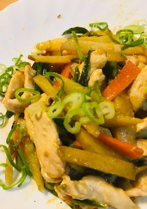 鶏肉と三菜のオイスターソース炒め-レシピのメイン写真