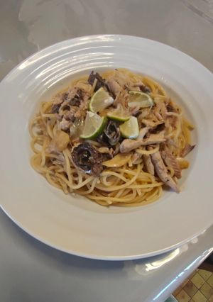 秋刀魚とかぼすの和風スパゲティ-レシピのメイン写真