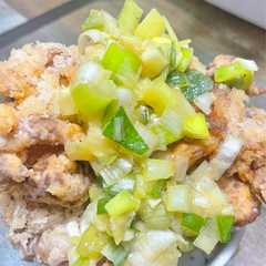 รูปของ 本格ネギ塩ダレ　ザクザク竜田チキン🍗