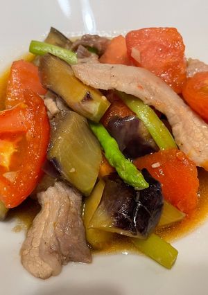 夏野菜の豚トロ炒め！-レシピのメイン写真