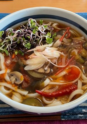 秋茄子とトマトのうどん-レシピのメイン写真