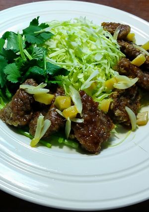 鯨の揚げ焼き(レア) 発酵玉葱-レシピのメイン写真