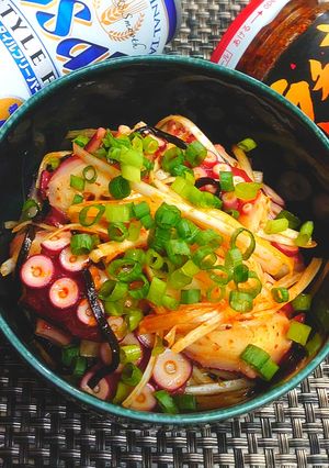 簡単おつまみ♪タコと長ネギの食べラー和え-レシピのメイン写真