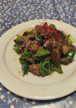 茄子とピーマンの挽肉めんつゆ炒め-レシピのメイン写真