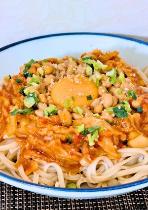 キムチ納豆うどん-レシピのメイン写真