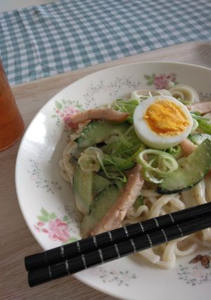 冷やし細うどんはごまドレで。-レシピのメイン写真