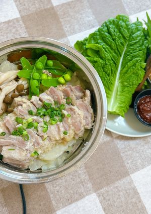 豚かたまり肉の中華麹漬け蒸しポッサム風-レシピのメイン写真