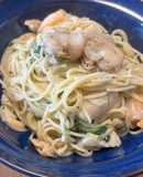 シーフードコンソメマヨパスタ(ワンパン)