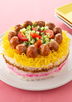 ミートボールのちらし寿司ケーキ-レシピのメイン写真