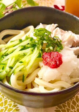 鶏ささみ梅おろしの☆冷やしぶっかけうどん-レシピのメイン写真