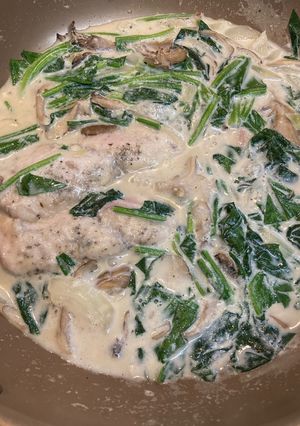 魚とキノコとほうれん草のクリーム煮-レシピのメイン写真
