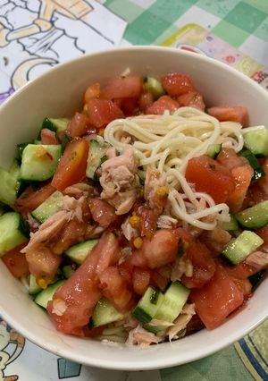 ツナとトマトときゅうりの塩レモンそうめん-レシピのメイン写真