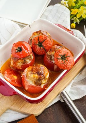 【肉汁あふれる】トマトの肉詰め-レシピのメイン写真