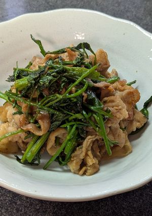 下茹で不要♡せりと豚薄切り肉炒め-レシピのメイン写真