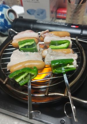 豚バラ肉とウインナー、ピーマン串-レシピのメイン写真