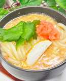 つるとんたん風明太餡かけ卵とじのおうどん