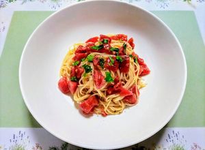 夏簡単昼食！トマト冷製パスタカッペリーニ-レシピのメイン写真