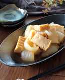 レンジで簡単☆厚揚げと新玉ねぎの煮物。