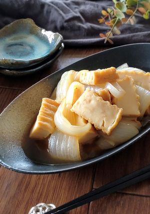 レンジで簡単☆厚揚げと新玉ねぎの煮物。-レシピのメイン写真