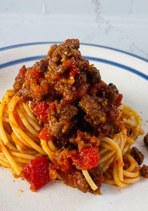私のミ一トソーススパゲッティ-レシピのメイン写真