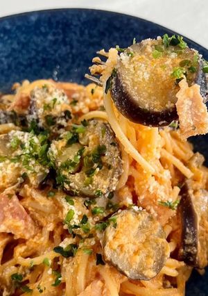 レンジで簡単!とろうまナスのトマトパスタ-レシピのメイン写真