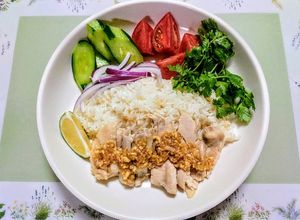 簡単昼食！鶏カオマンガイ長ネギたれ炊飯器-レシピのメイン写真