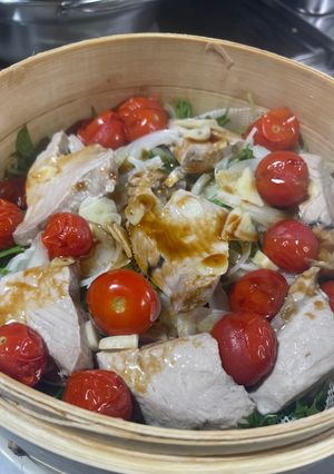 マグロと水菜の中華風せいろ蒸し-レシピのメイン写真