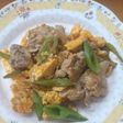 豚肉とスナップえんどうのふんわり卵炒め🫛