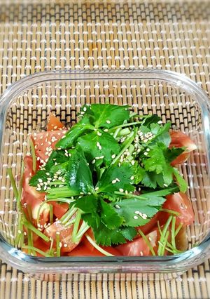 三つ葉香る♪ トマトとカプレーゼ風-レシピのメイン写真