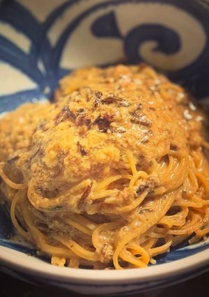 きのこと塩昆布と鰹節の和風カルボナーラ-レシピのメイン写真