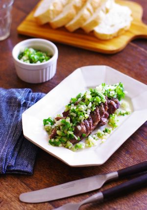 レンジdeラム肉のセロリソース添え-レシピのメイン写真