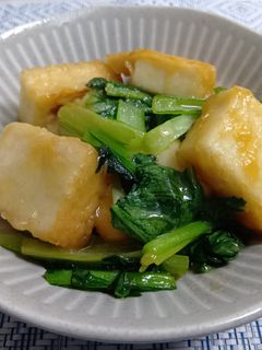 厚揚げと小松菜の甘辛味噌炒め-レシピのメイン写真
