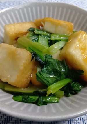 厚揚げと小松菜の甘辛味噌炒め-レシピのメイン写真