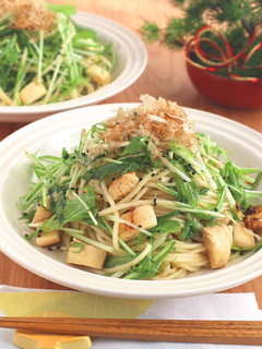 【おせちリメイク】数の子と水菜の和パスタ-レシピのメイン写真